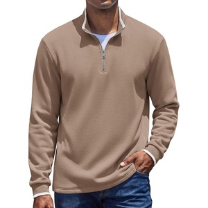 COOFANDY Mens Quarter Zip Pullover Sweatshirt Casual Rib Mock Neck Sweater(Khaki)