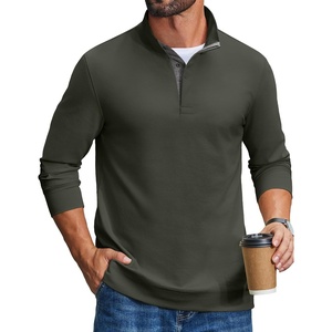 COOFANDY Mens T-Shirts Quarter Pullover Lightweight Sweatshirt Casual Shirt(Army Green)