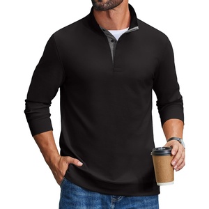 COOFANDY Mens T-Shirts Quarter Pullover Lightweight Sweatshirt Casual Shirt(Black)