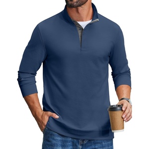 COOFANDY Mens T-Shirts Quarter Pullover Lightweight Sweatshirt Casual Shirt(Dark Blue)