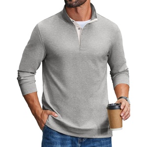 COOFANDY Mens T-Shirts Quarter Pullover Lightweight Sweatshirt Casual Shirt(Light Grey)