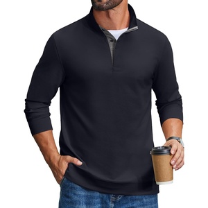 COOFANDY Mens T-Shirts Quarter Pullover Lightweight Sweatshirt Casual Shirt(Navy Blue)