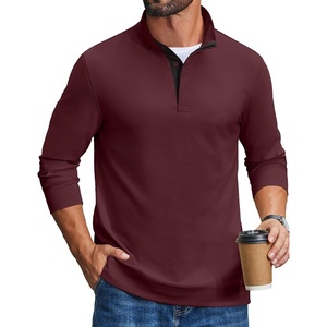 COOFANDY Mens T-Shirts Quarter Pullover Lightweight Sweatshirt Casual Shirt(Wine Red)