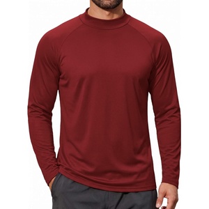 COOFANDY Mens Thermal Fleece Shirt Mock Turtle Neck Base Layer Long Sleeve Athletic Warm Undershirt(07 Burgundy)