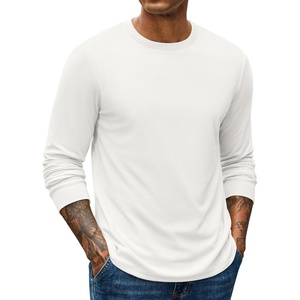COOFANDY Mens Waffle Thermal Long Sleeve Shirts Casual Crew Neck T Shirt(All White)