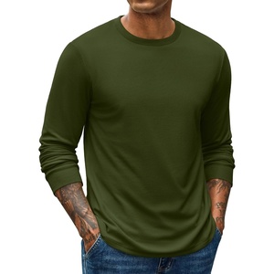 COOFANDY Mens Waffle Thermal Long Sleeve Shirts Casual Crew Neck T Shirt(Army Green)