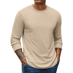COOFANDY Mens Waffle Thermal Long Sleeve Shirts Casual Crew Neck T Shirt(Beige)