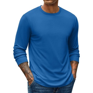 COOFANDY Mens Waffle Thermal Long Sleeve Shirts Casual Crew Neck T Shirt(Blue)
