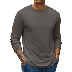 COOFANDY Mens Waffle Thermal Long Sleeve Shirts Casual Crew Neck T Shirt(Dark Grey)