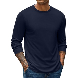 COOFANDY Mens Waffle Thermal Long Sleeve Shirts Casual Crew Neck T Shirt(Navy Blue)