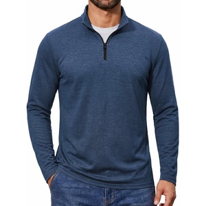 COOFANDY Quarter Zip Pullover Men Lightweight Mock Neck Sweatshirt Cotton Long Sleeve Casual Sweater(Navy Blue)