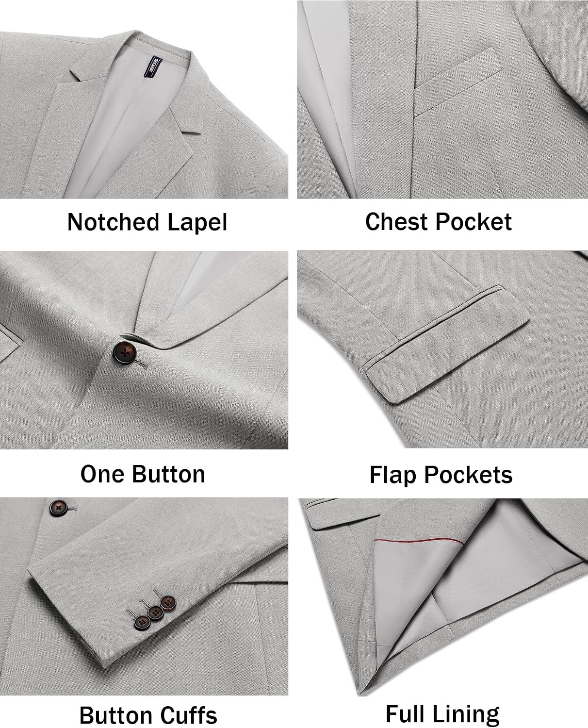 image:imageCOOFANDY Men Casual Blazer Wrinkle Free Sports Coat One Button Suit JacketLight Grey