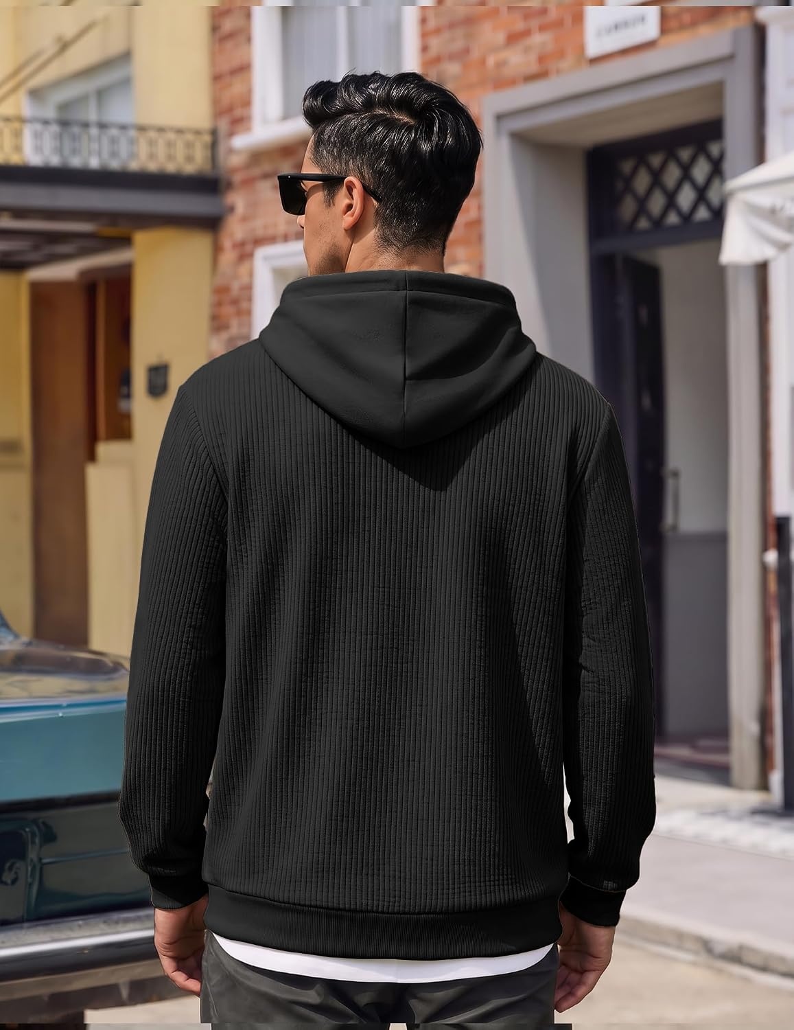 image:imageCOOFANDY Men Hoodies Sweatshirt Casual Long Sleeve Drawstring Hood PulloverAblack