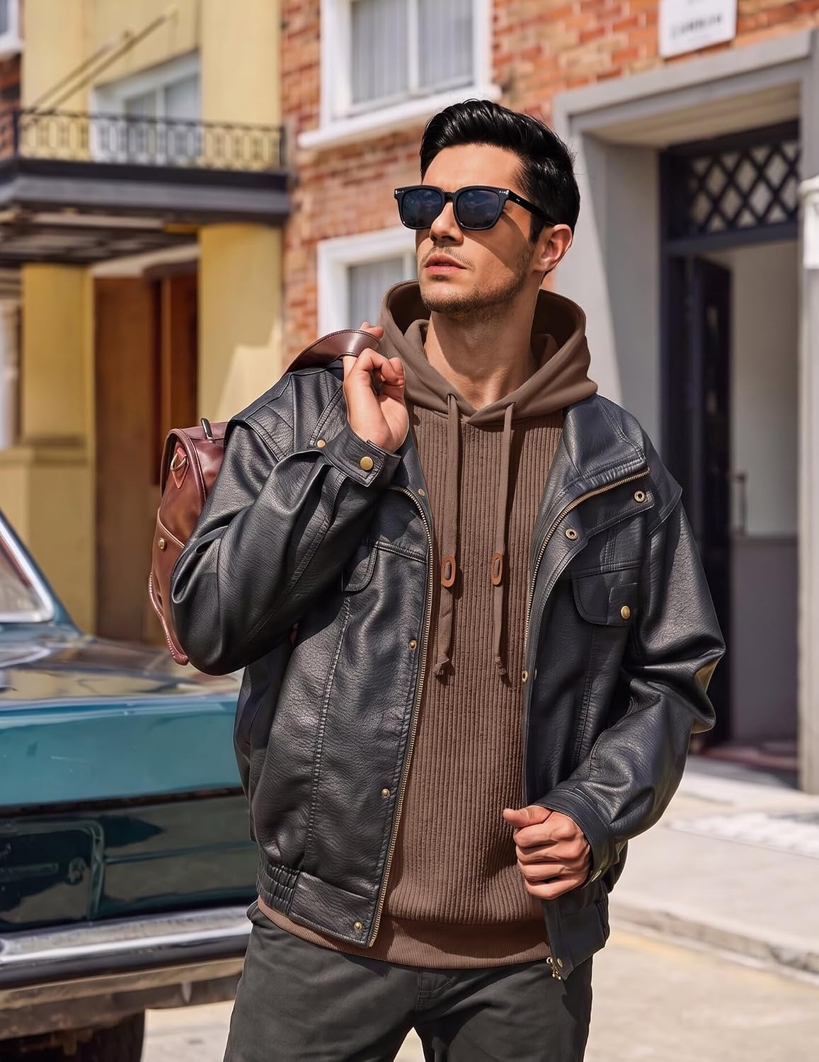 image:imageCOOFANDY Men Hoodies Sweatshirt Casual Long Sleeve Drawstring Hood PulloverBrown