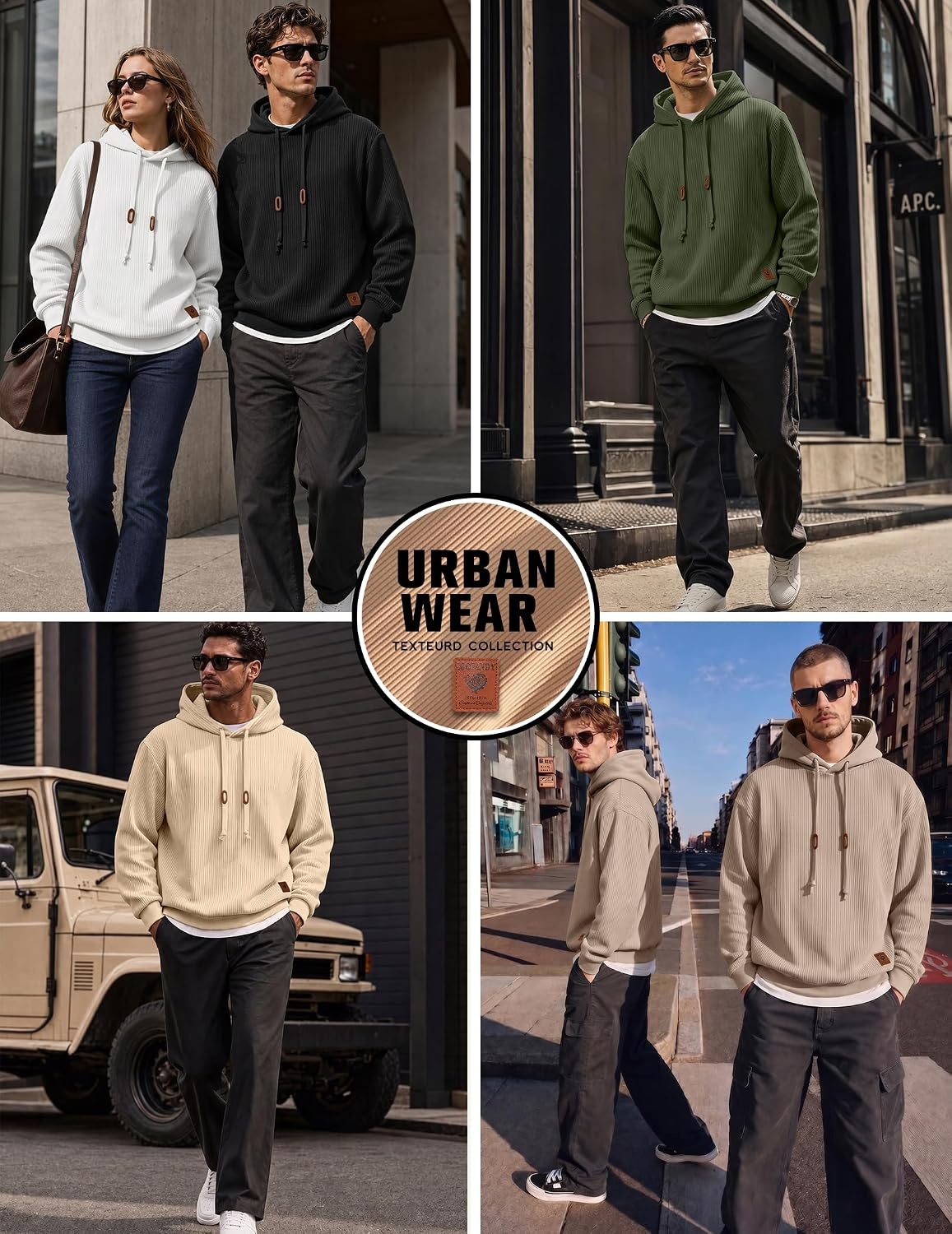 image:imageCOOFANDY Men Hoodies Sweatshirt Casual Long Sleeve Drawstring Hood PulloverDark Grey