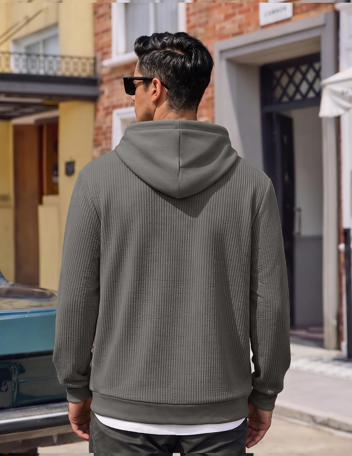 image:imageCOOFANDY Men Hoodies Sweatshirt Casual Long Sleeve Drawstring Hood PulloverDark Grey
