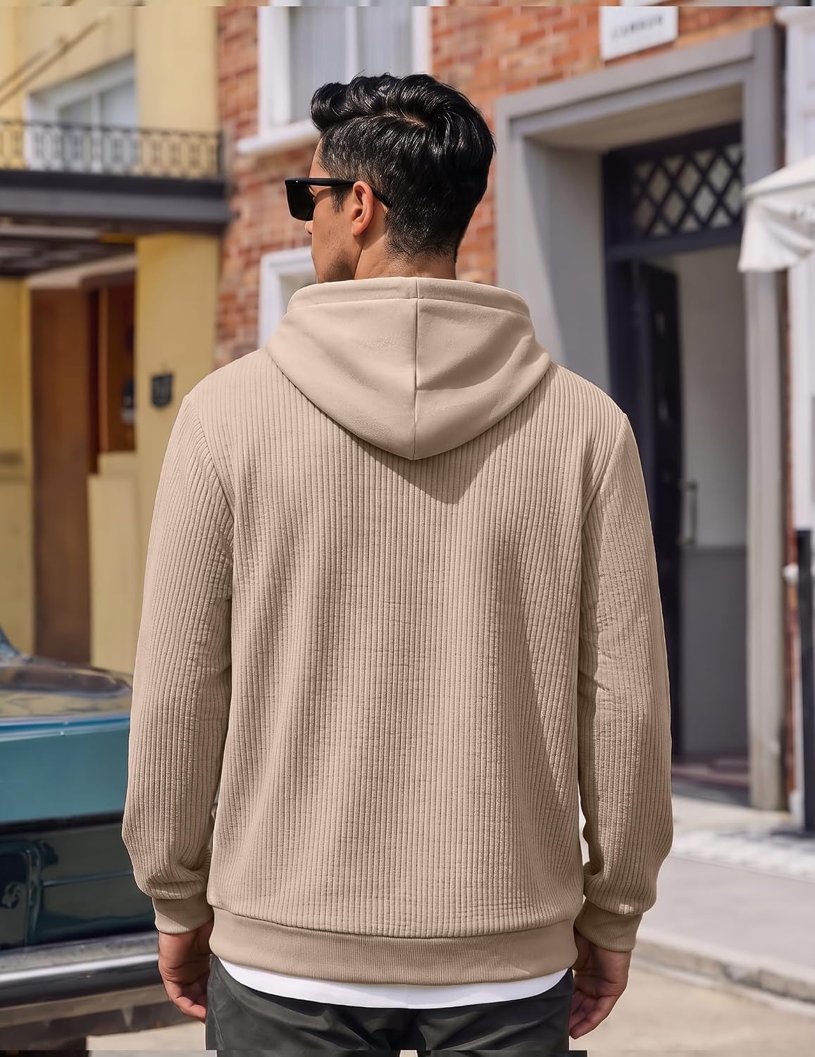image:imageCOOFANDY Men Hoodies Sweatshirt Casual Long Sleeve Drawstring Hood PulloverKhaki