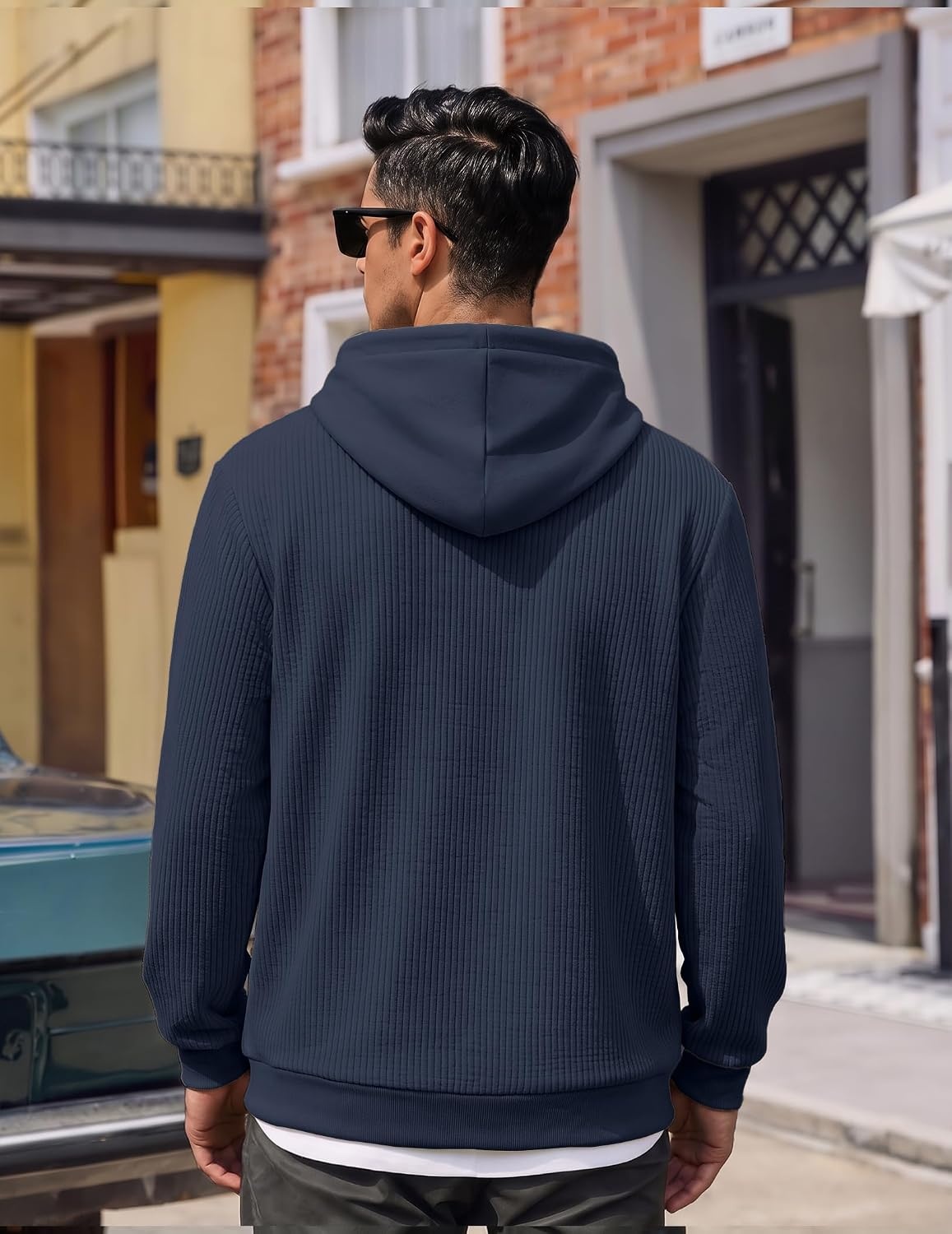 image:imageCOOFANDY Men Hoodies Sweatshirt Casual Long Sleeve Drawstring Hood PulloverNavy Blue