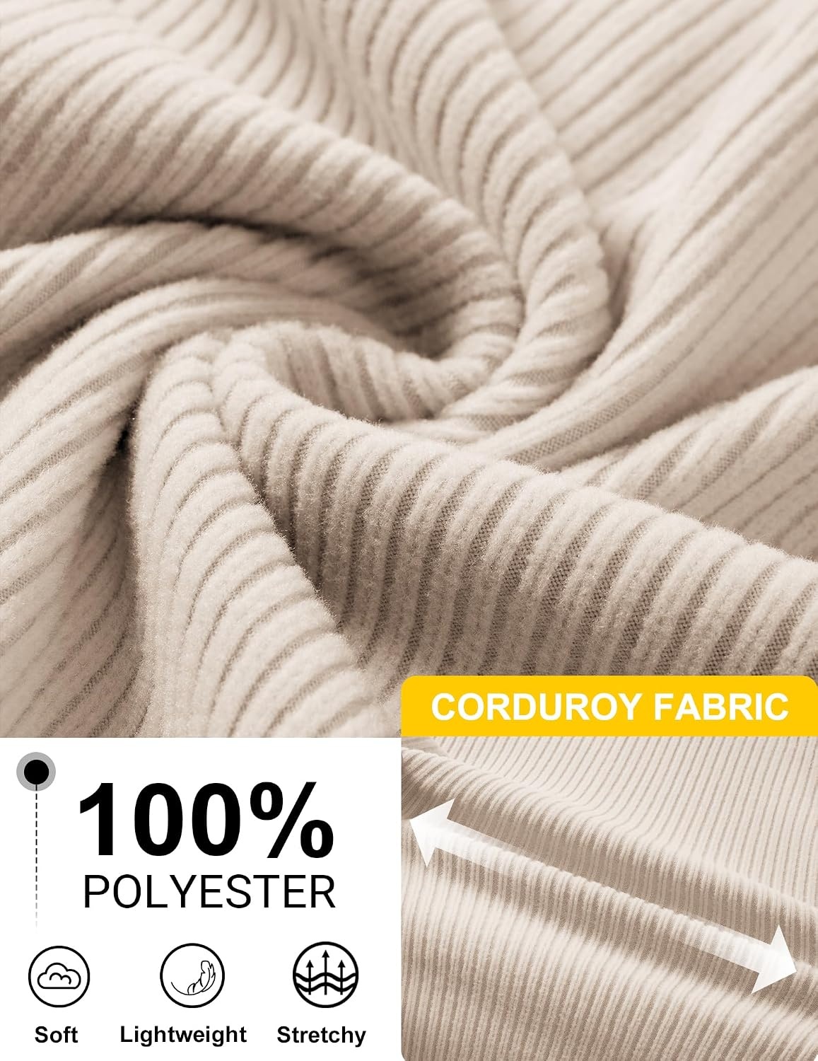 image:imageCOOFANDY Men Quarter Zip Pullover Mock Neck Long Sleeve Corduroy SweatshirtBeige