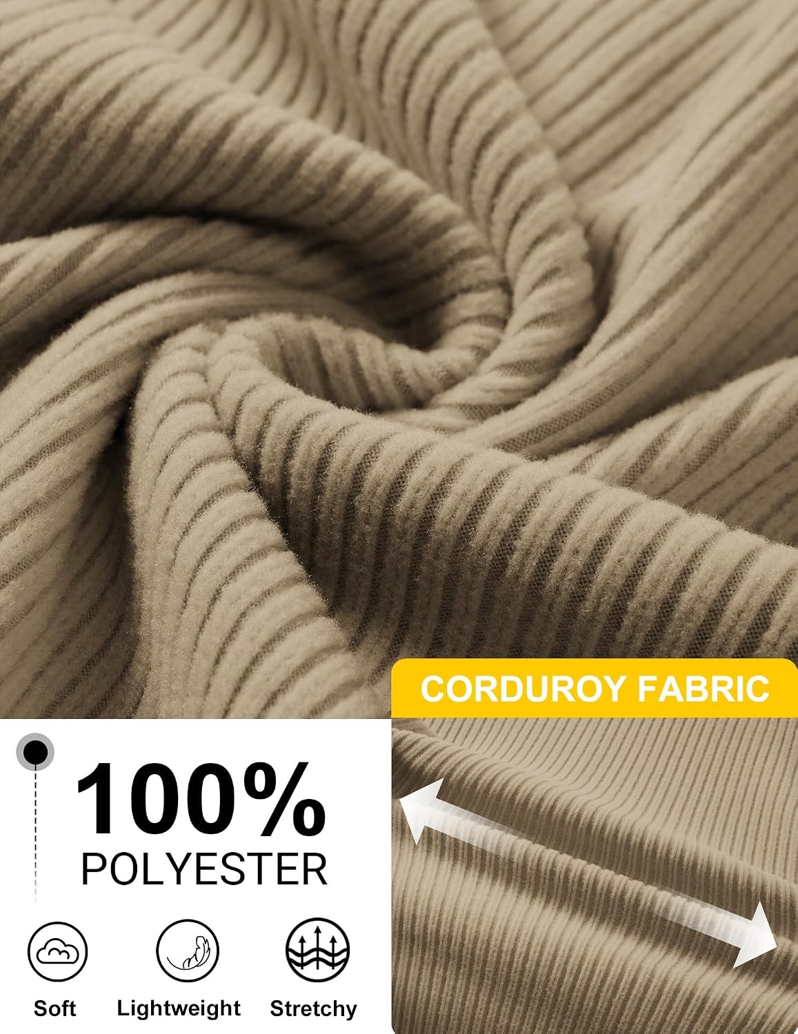 image:imageCOOFANDY Men Quarter Zip Pullover Mock Neck Long Sleeve Corduroy SweatshirtKhaki