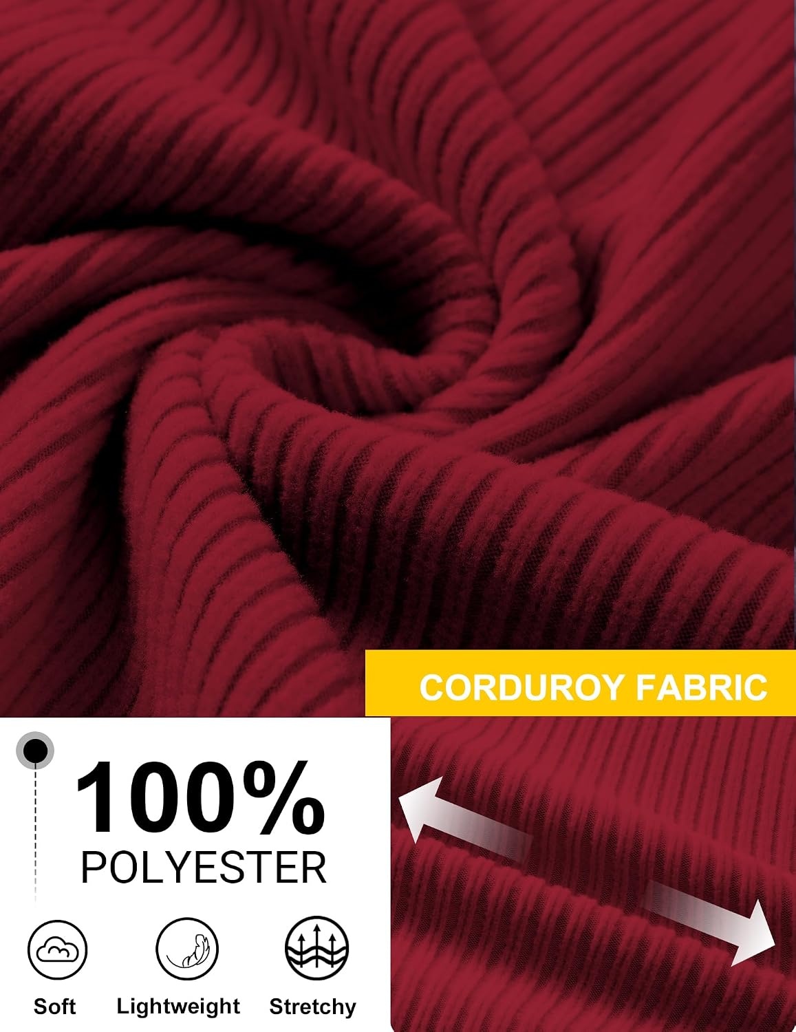 image:imageCOOFANDY Men Quarter Zip Pullover Mock Neck Long Sleeve Corduroy SweatshirtWine Red