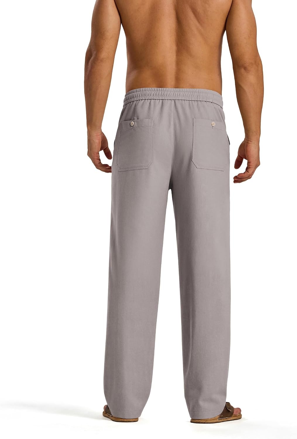 image:imageCOOFANDY Mens Casual Cotton Linen Pants Lightweight Beach Dress PantLight Grey