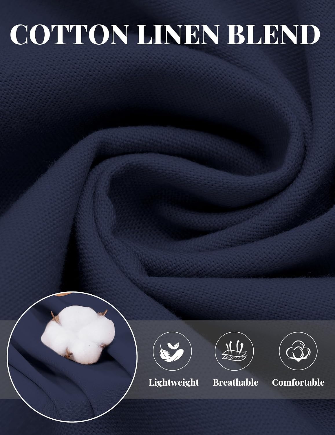 image:imageCOOFANDY Mens Casual Cotton Linen Pants Lightweight Beach Dress PantNavy Blue
