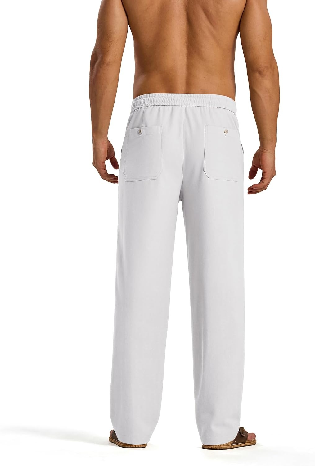 image:imageCOOFANDY Mens Casual Cotton Linen Pants Lightweight Beach Dress PantWhite