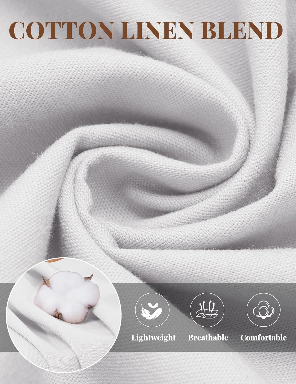 image:imageCOOFANDY Mens Casual Cotton Linen Pants Lightweight Beach Dress PantWhite