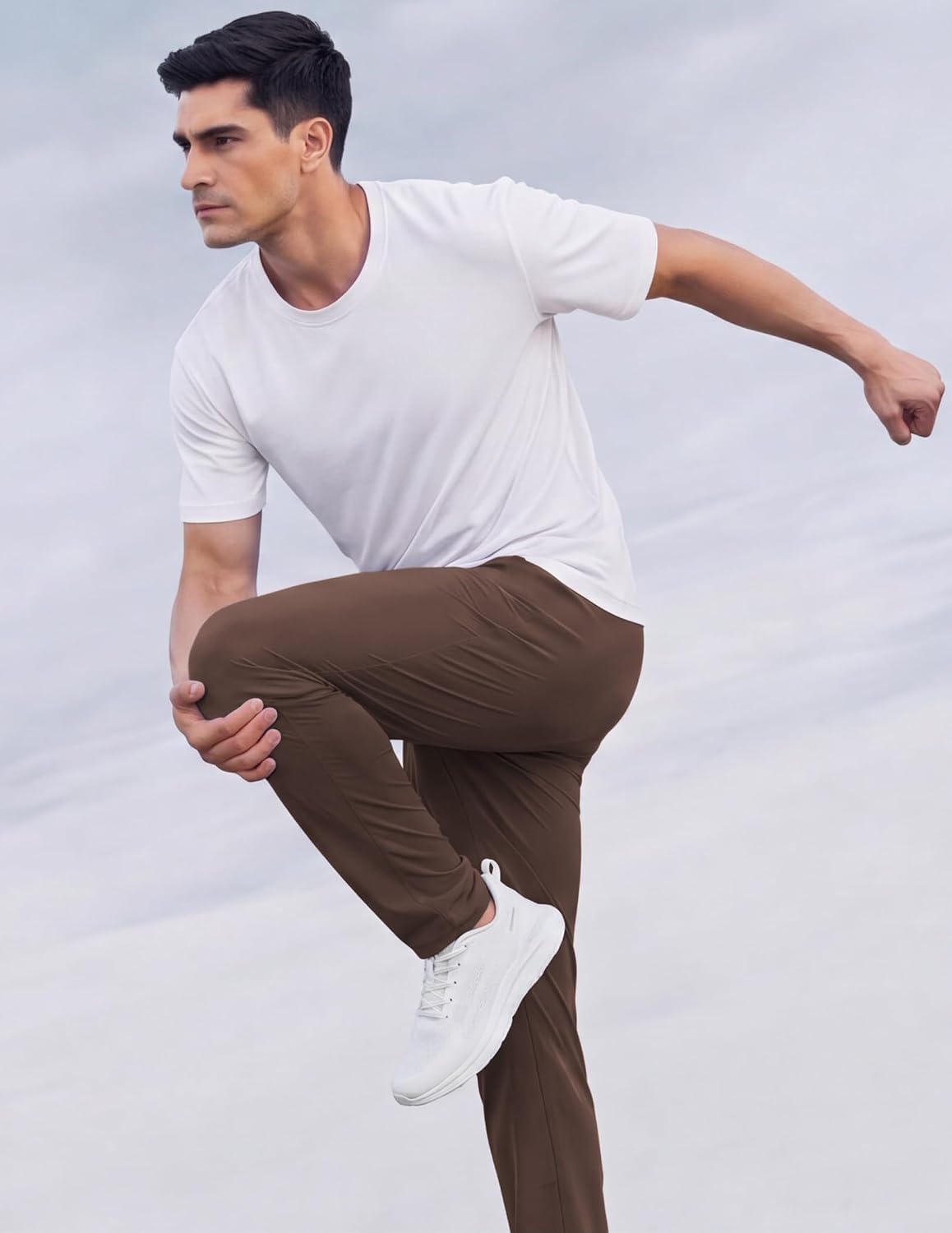image:imageCOOFANDY Mens Casual Cotton Pant Knit Elastic Waist Yoga Pant with PocketBrown