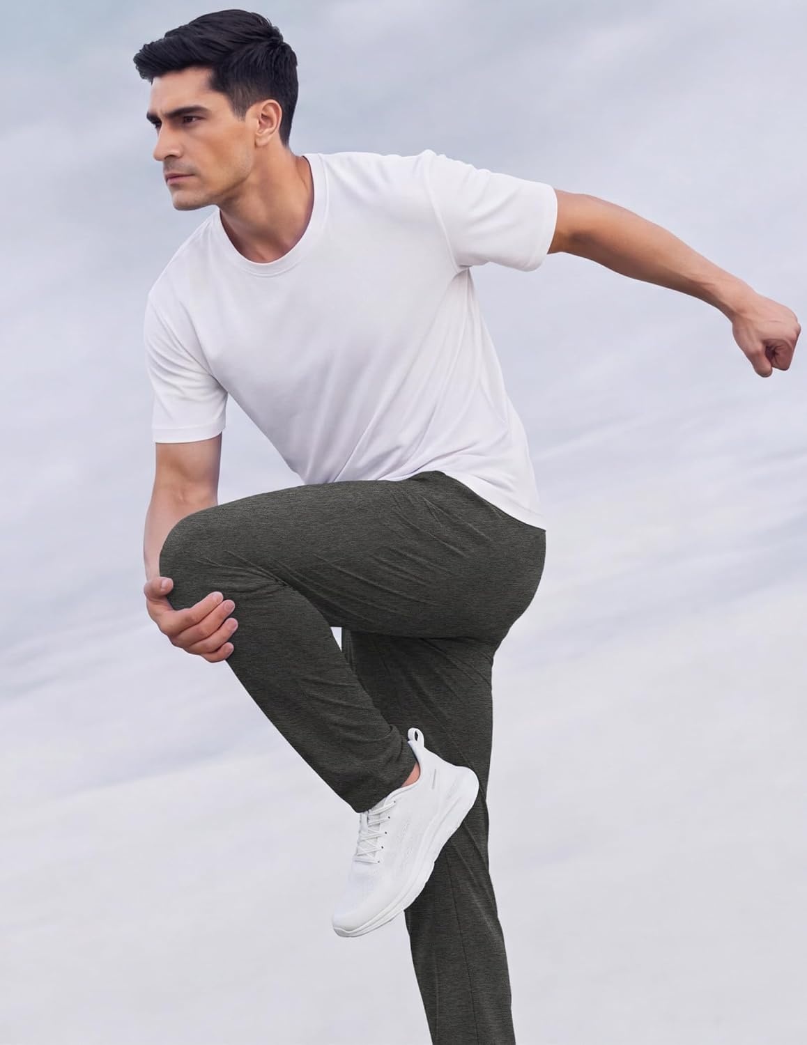 image:imageCOOFANDY Mens Casual Cotton Pant Knit Elastic Waist Yoga Pant with PocketDark Grey