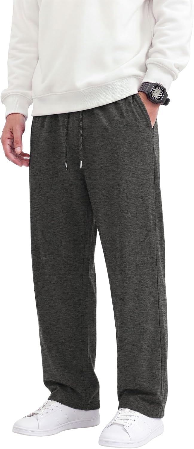 image:imageCOOFANDY Mens Casual Cotton Pant Knit Elastic Waist Yoga Pant with PocketDark Grey