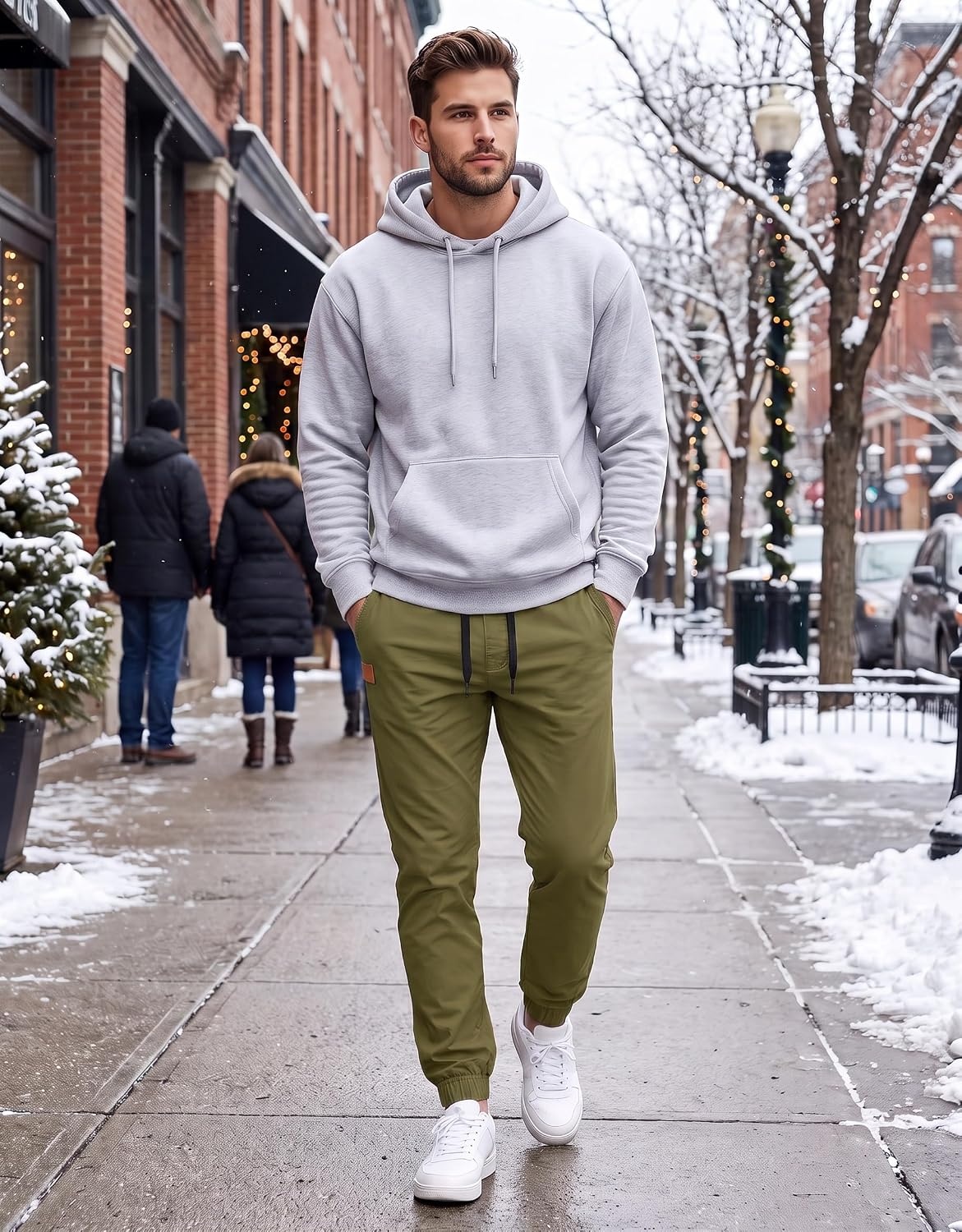 image:imageCOOFANDY Mens Casual Joggers Cotton Elastic Drawstring Chino Cargo PantsArmy Green
