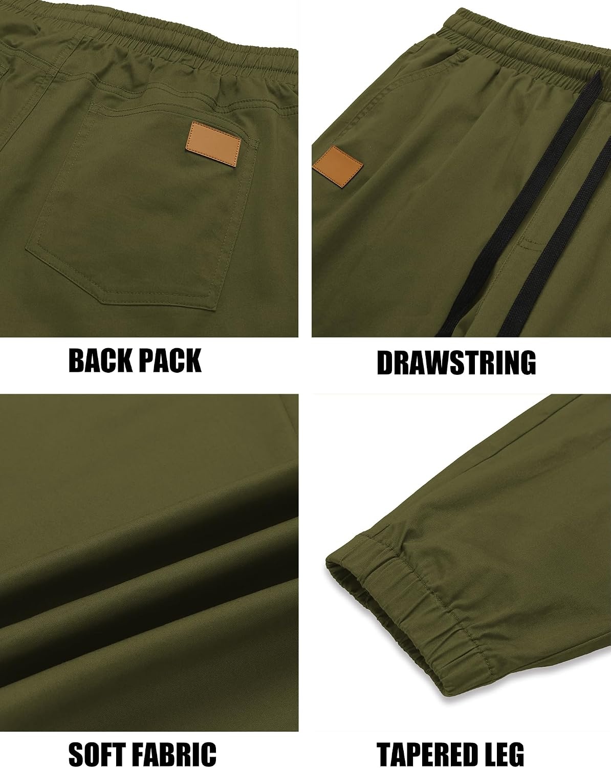 image:imageCOOFANDY Mens Casual Joggers Cotton Elastic Drawstring Chino Cargo PantsArmy Green