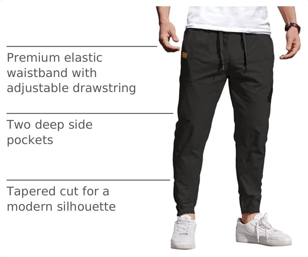 image:imageCOOFANDY Mens Casual Joggers Cotton Elastic Drawstring Chino Cargo PantsBlack