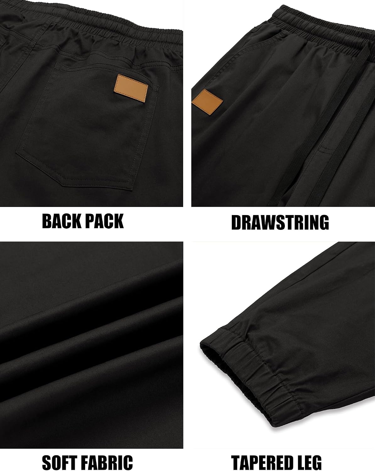 image:imageCOOFANDY Mens Casual Joggers Cotton Elastic Drawstring Chino Cargo PantsBlack