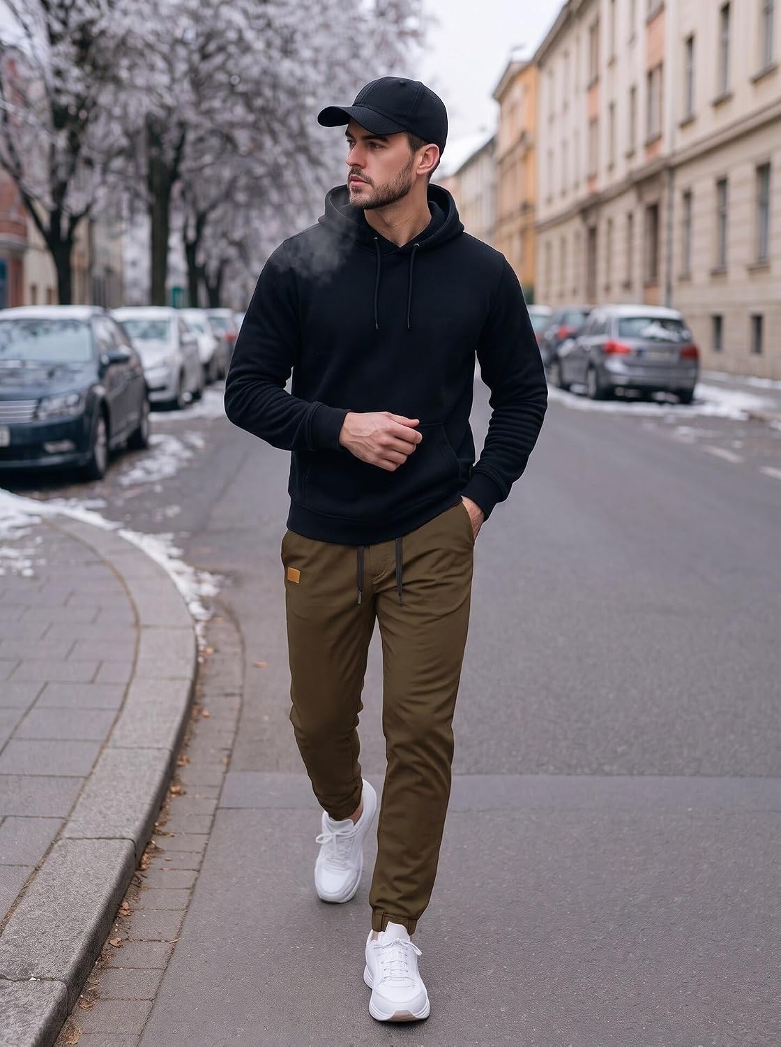 image:imageCOOFANDY Mens Casual Joggers Cotton Elastic Drawstring Chino Cargo PantsBrown