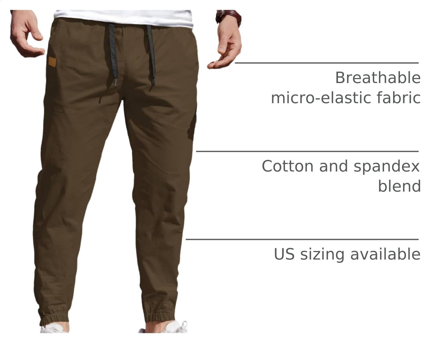 image:imageCOOFANDY Mens Casual Joggers Cotton Elastic Drawstring Chino Cargo PantsBrown
