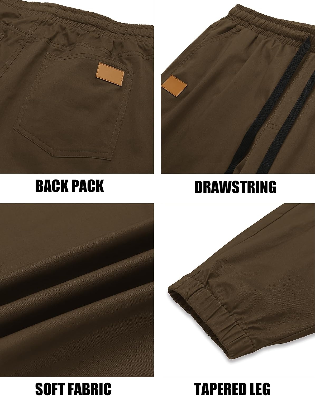 image:imageCOOFANDY Mens Casual Joggers Cotton Elastic Drawstring Chino Cargo PantsBrown