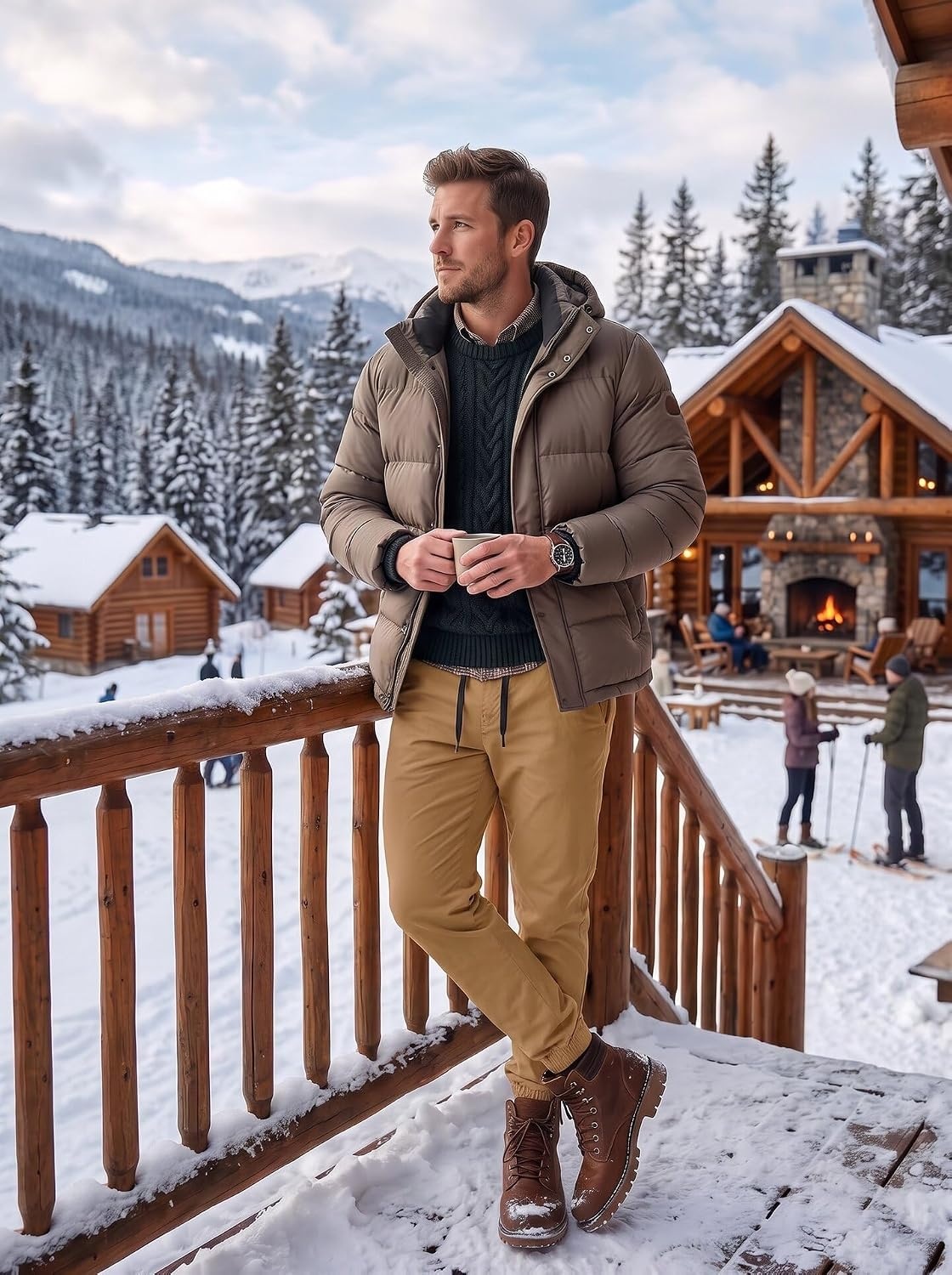 image:imageCOOFANDY Mens Casual Joggers Cotton Elastic Drawstring Chino Cargo PantsBrown3