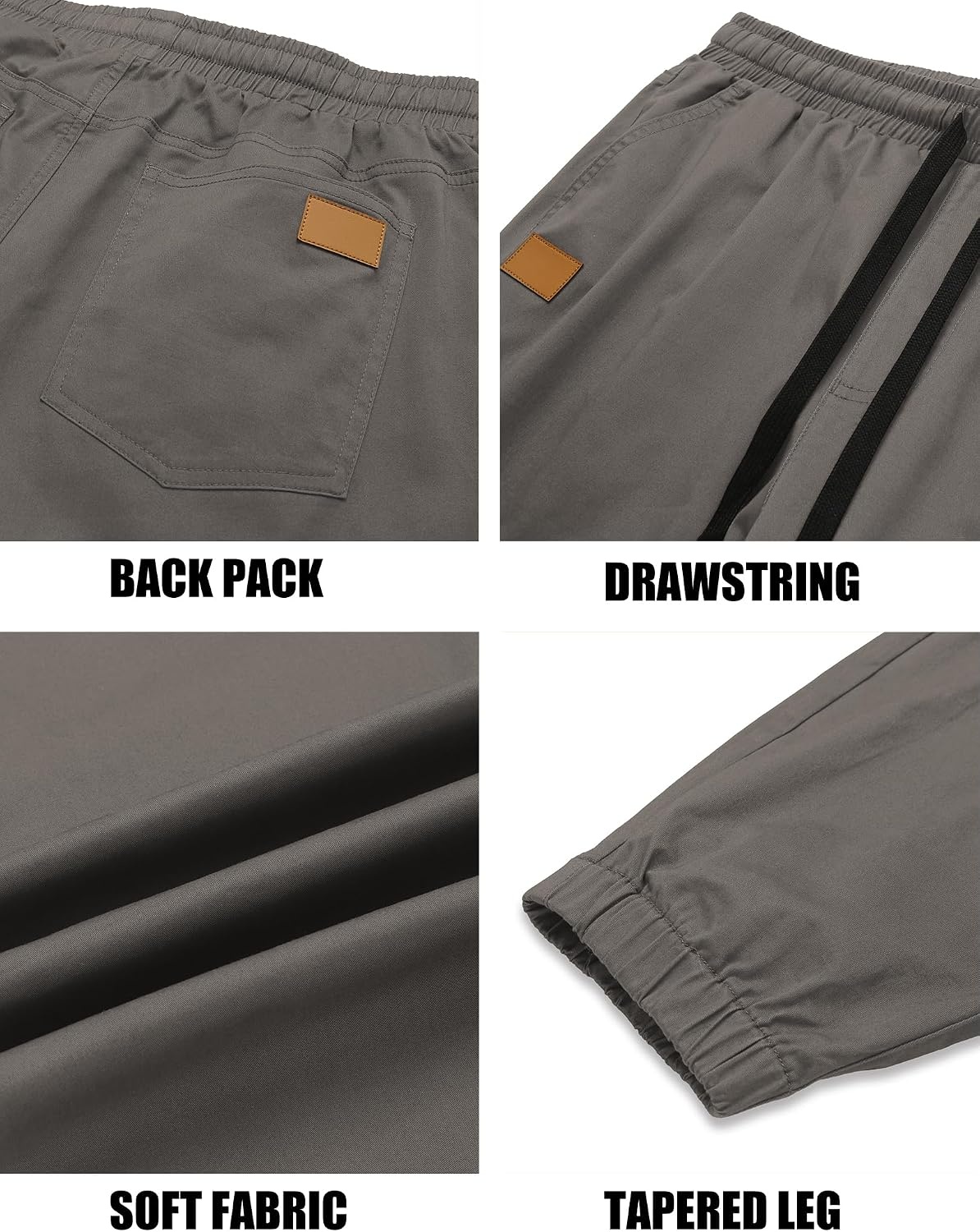 image:imageCOOFANDY Mens Casual Joggers Cotton Elastic Drawstring Chino Cargo PantsDrak Grey