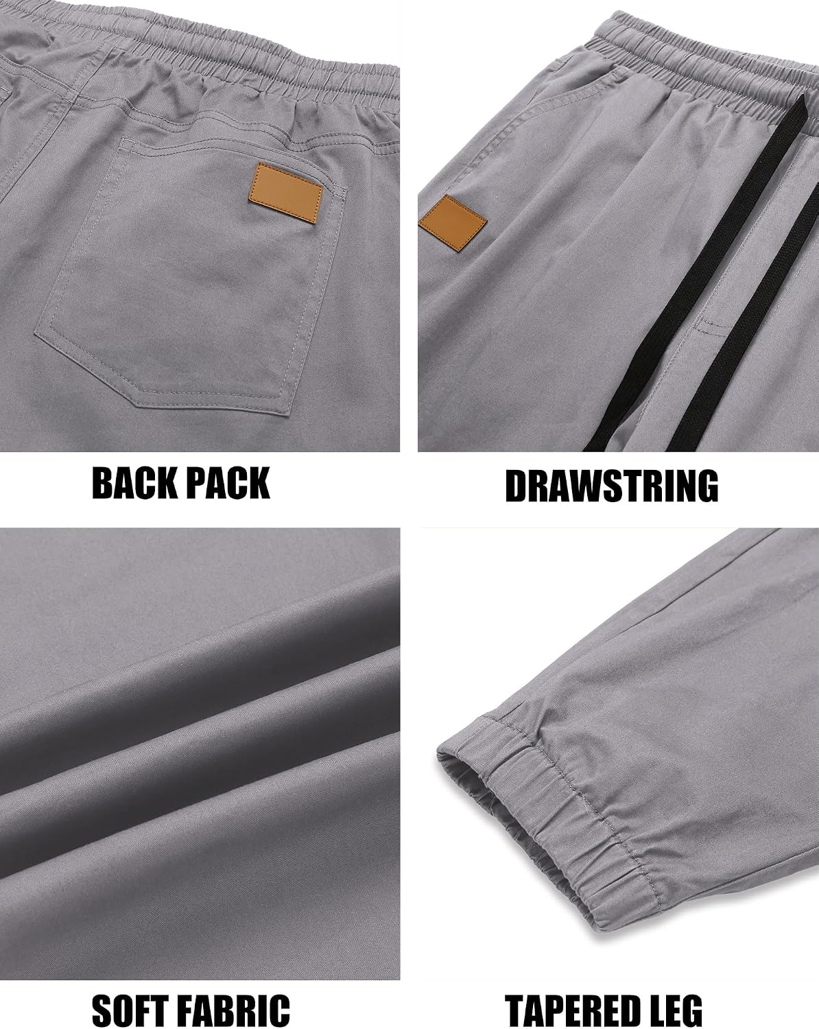 image:imageCOOFANDY Mens Casual Joggers Cotton Elastic Drawstring Chino Cargo PantsGrey