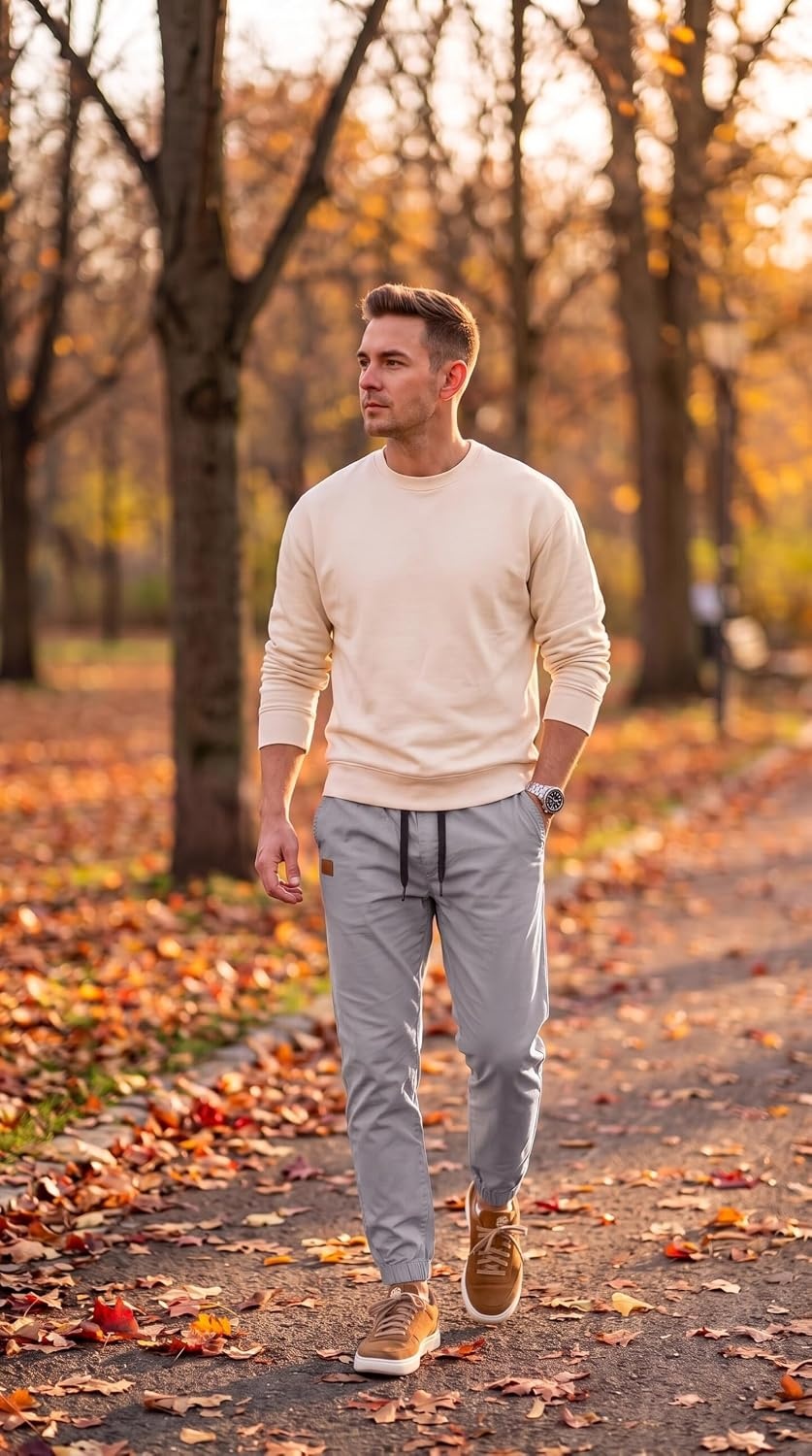 image:imageCOOFANDY Mens Casual Joggers Cotton Elastic Drawstring Chino Cargo PantsGrey