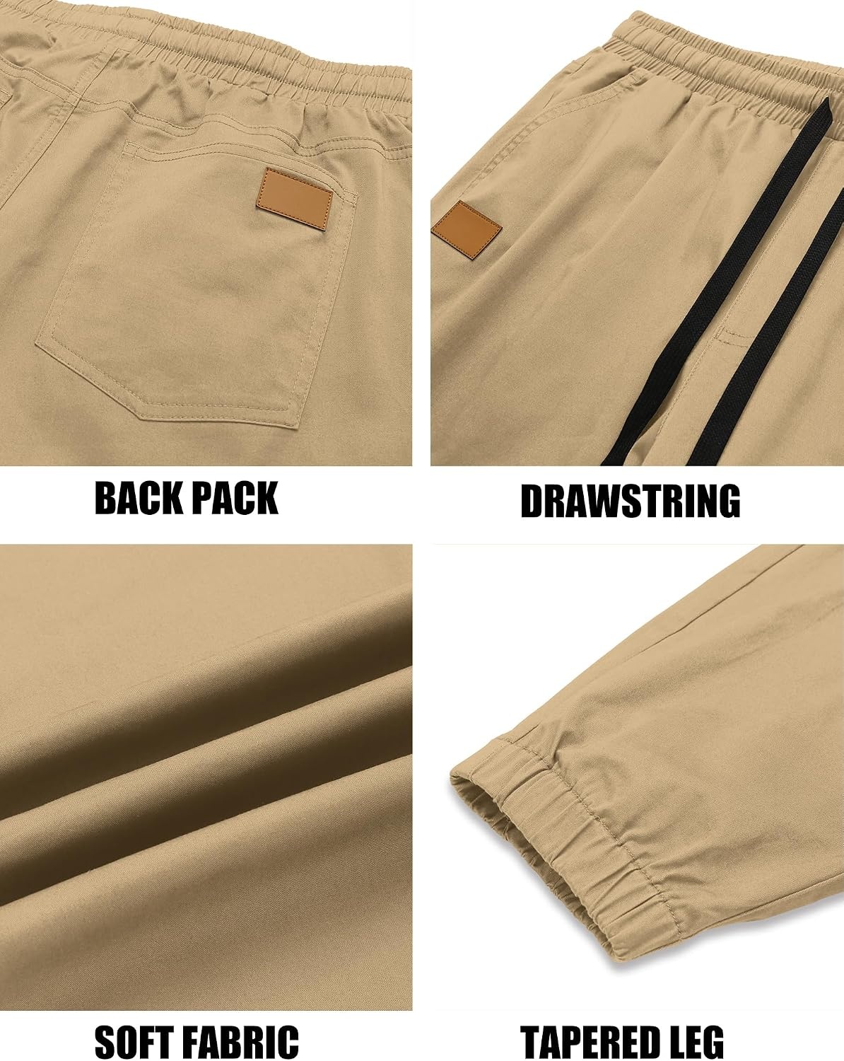 image:imageCOOFANDY Mens Casual Joggers Cotton Elastic Drawstring Chino Cargo PantsKhaki