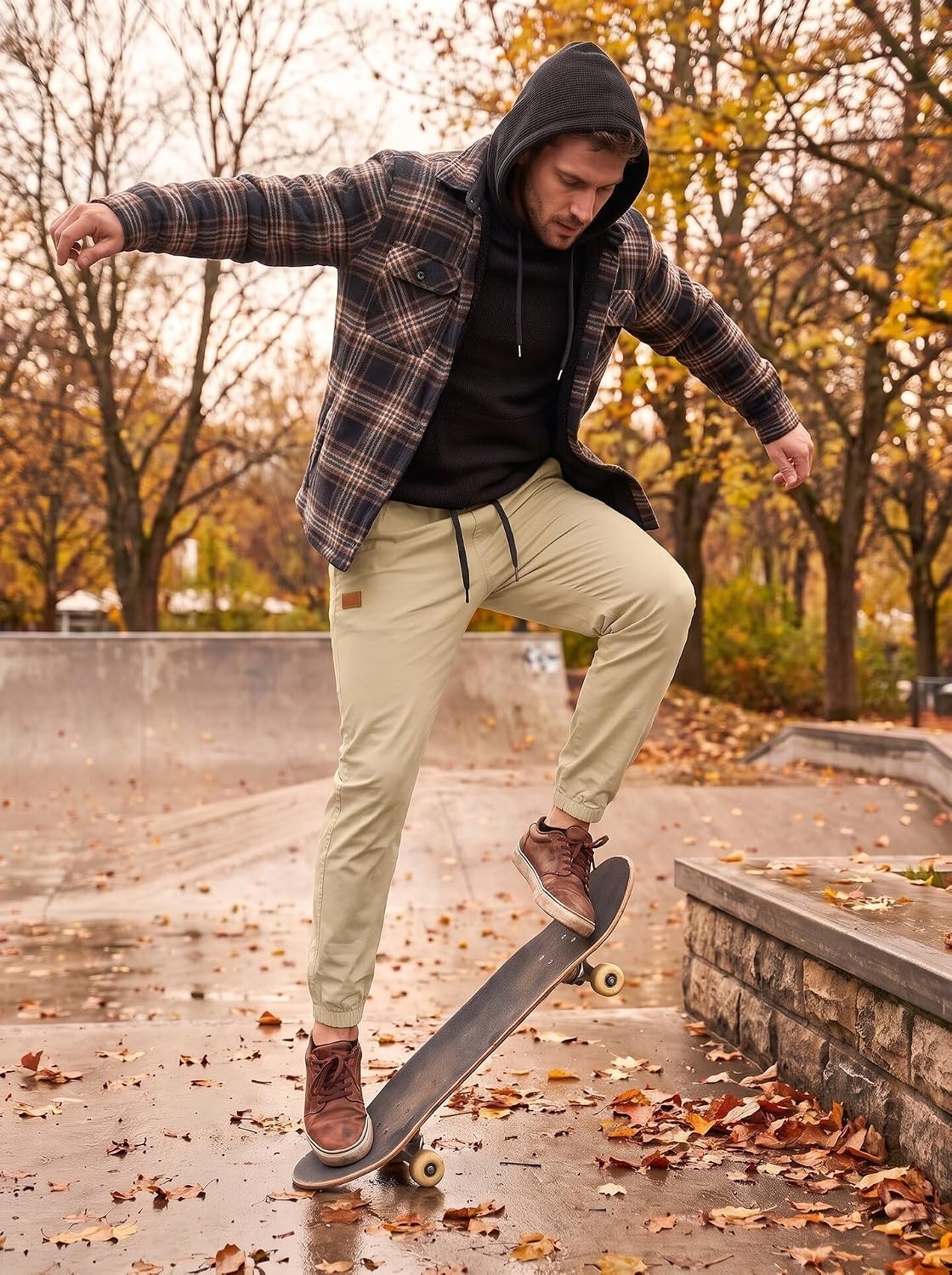 image:imageCOOFANDY Mens Casual Joggers Cotton Elastic Drawstring Chino Cargo PantsKhaki
