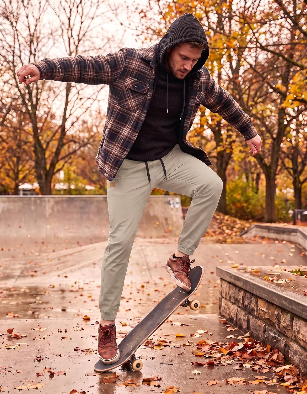 image:imageCOOFANDY Mens Casual Joggers Cotton Elastic Drawstring Chino Cargo PantsKhaki2