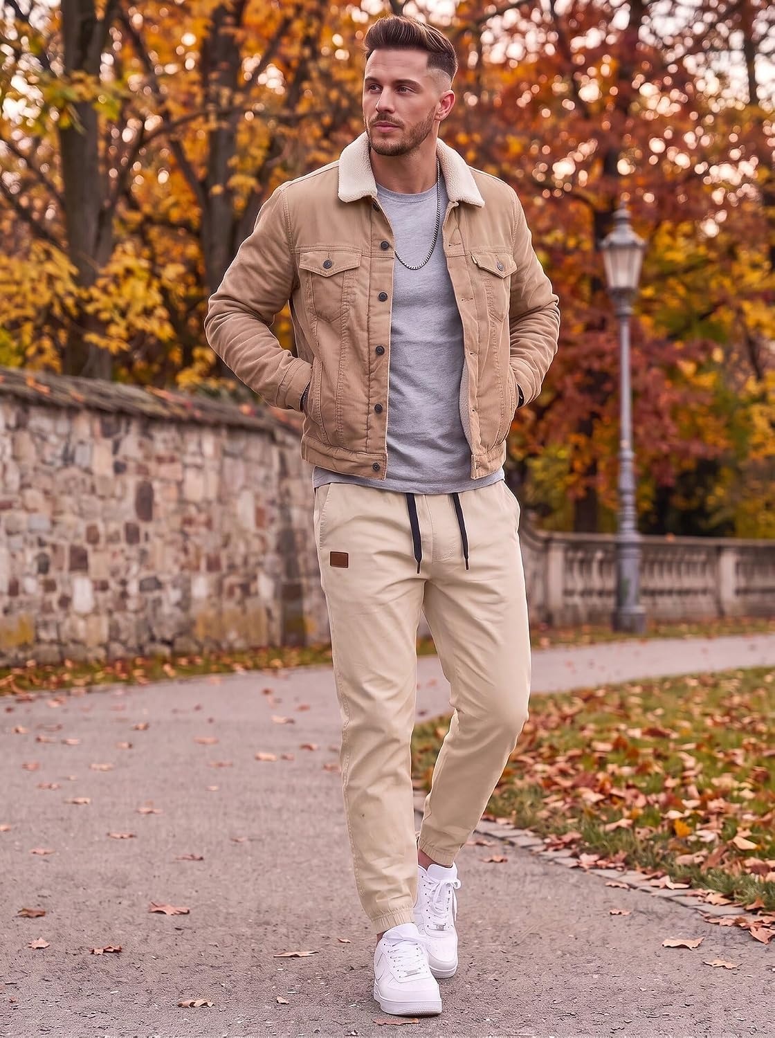 image:imageCOOFANDY Mens Casual Joggers Cotton Elastic Drawstring Chino Cargo PantsKhaki2