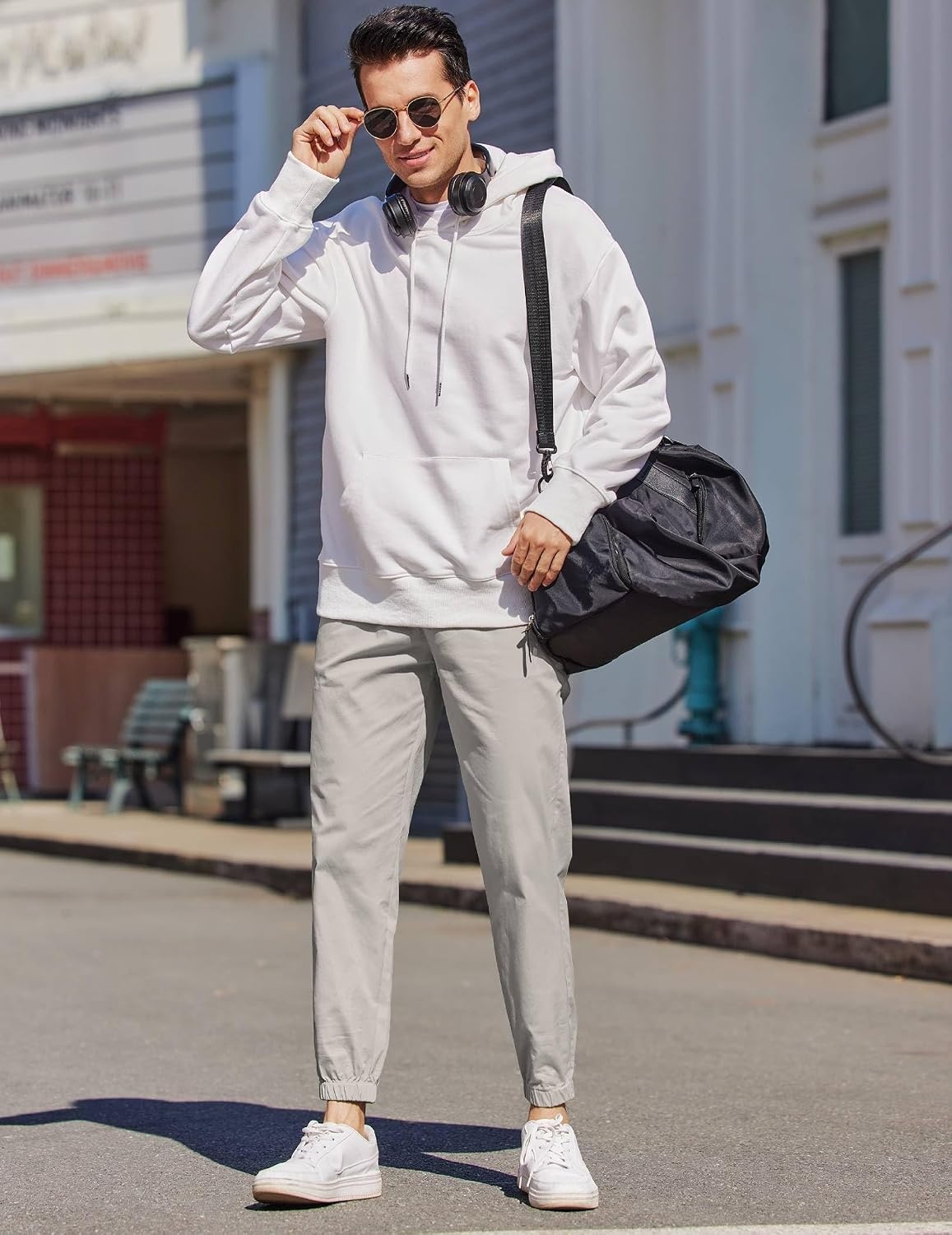 image:imageCOOFANDY Mens Casual Joggers Cotton Elastic Drawstring Chino Cargo PantsLight Grey