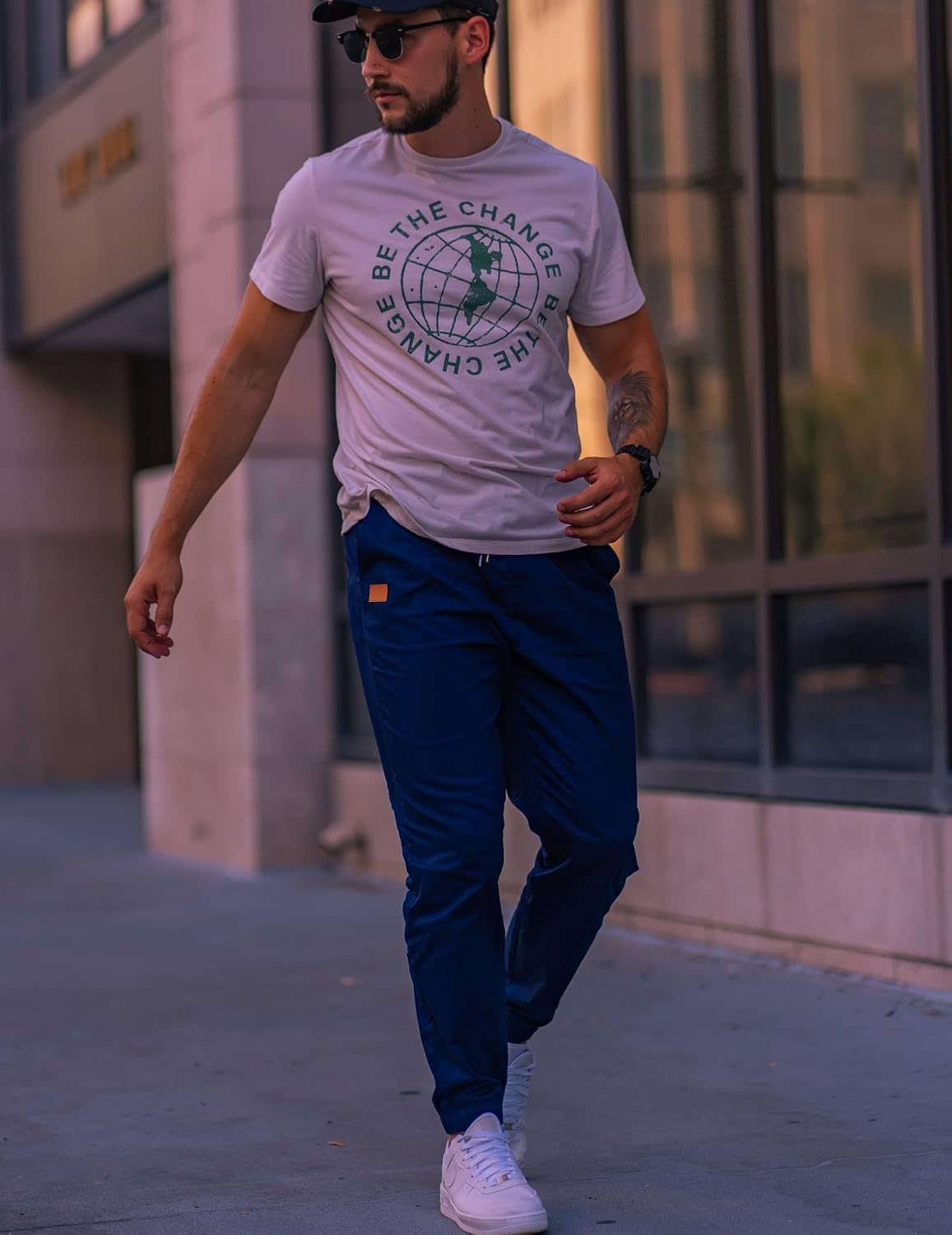 image:imageCOOFANDY Mens Casual Joggers Cotton Elastic Drawstring Chino Cargo PantsNavy Blue