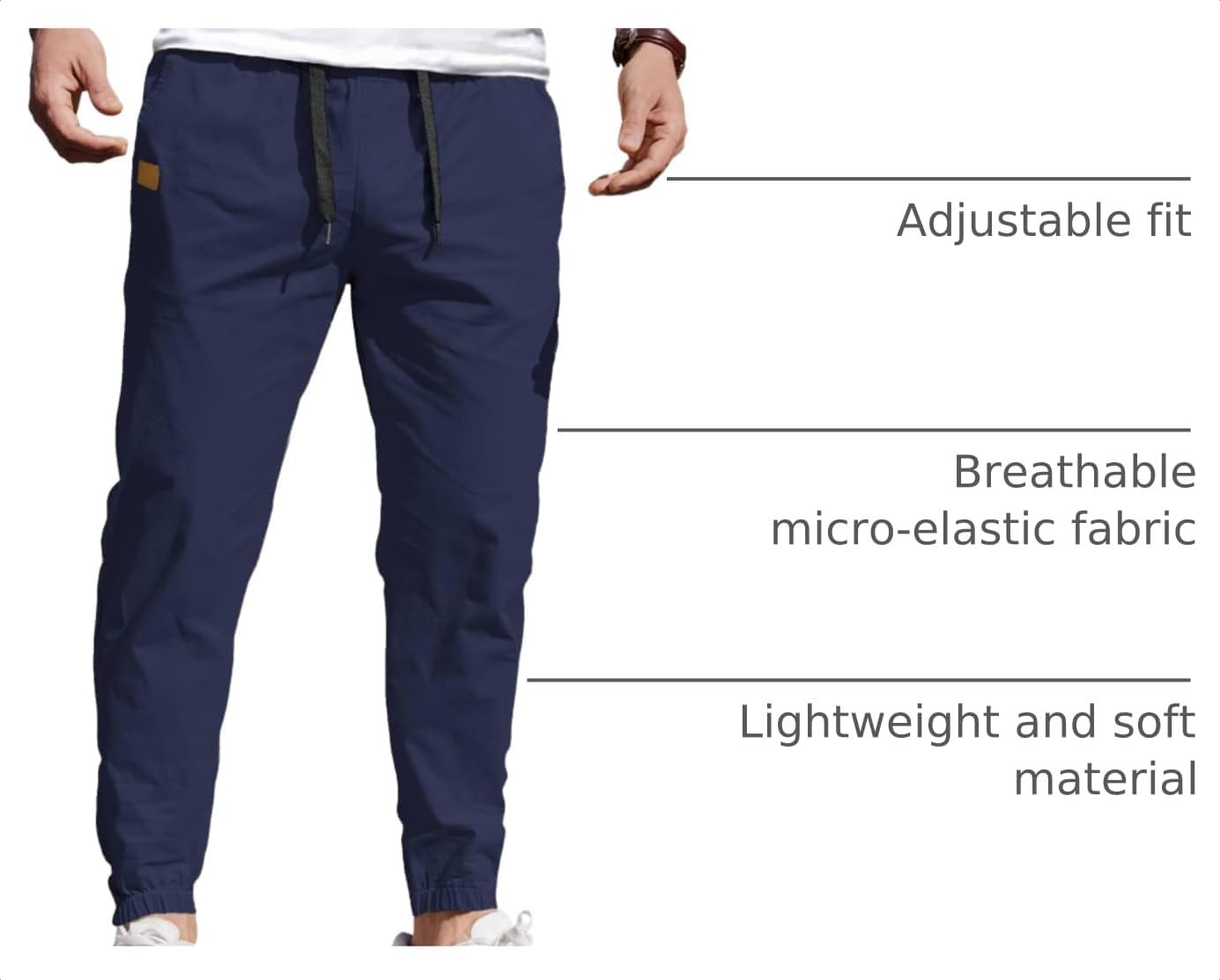 image:imageCOOFANDY Mens Casual Joggers Cotton Elastic Drawstring Chino Cargo PantsNavy Blue